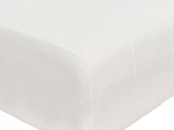 Ottoman Fodskammel Hvid Boucle 74 x 75 cm Skammel med Stof Moderne Puf med Ben Stueindretning