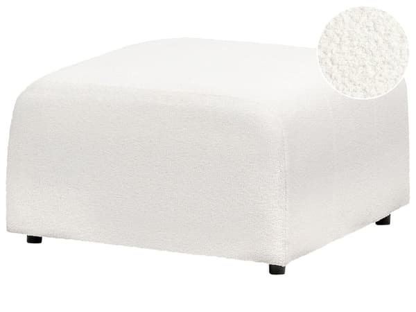 Ottoman Fodskammel Hvid Boucle 74 x 75 cm Skammel med Stof Moderne Puf med Ben Stueindretning