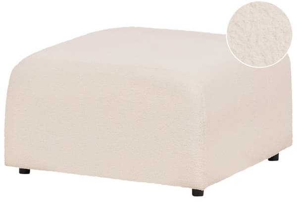 Fotpall Beige Bouclé Klädsel Fotstöd Puff Minimalistisk stil