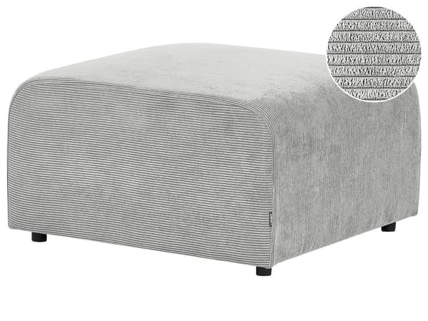 Ottoman Fodskammel Grå Fløjl 74 x 75 cm Skammel med Stof Moderne Puf med Ben Stueindretning