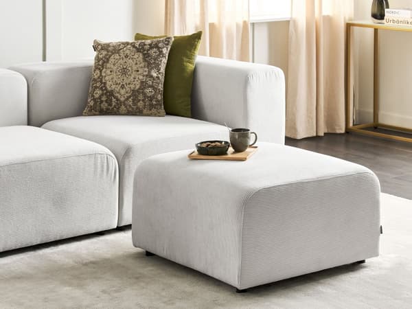 Sittpuff Fotpall Vit Manchesterklädsel Fotstöd Puff Minimalistisk stil