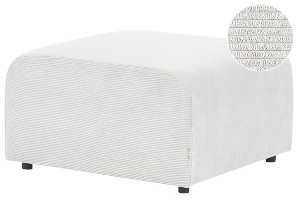 Sittpuff Fotpall Vit Manchesterklädsel Fotstöd Puff Minimalistisk stil