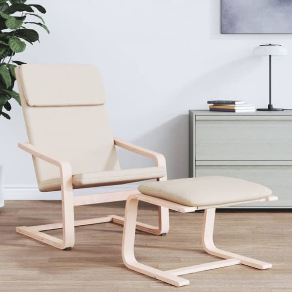 Fotpall gräddvit 51x41x40 cm tyg - Fotpall - Fot Pall - Home & Living