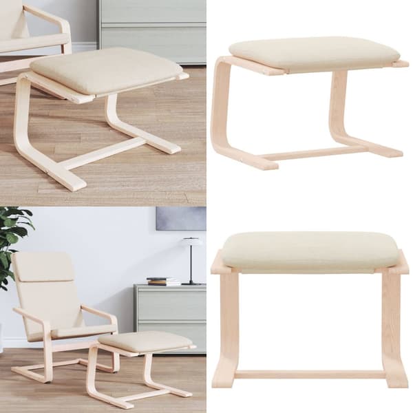Fotpall gräddvit 51x41x40 cm tyg - Fotpall - Fot Pall - Home & Living
