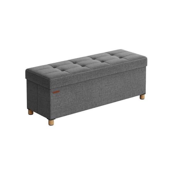 Rootz opbevaring osmannisk bænk - Mørkegrå osmannisk - Polstret bænk - Imiteret linned - Skumpolstring - MDF-ramme - 38 cm x 110 cm x 40 cm - 112 lite
