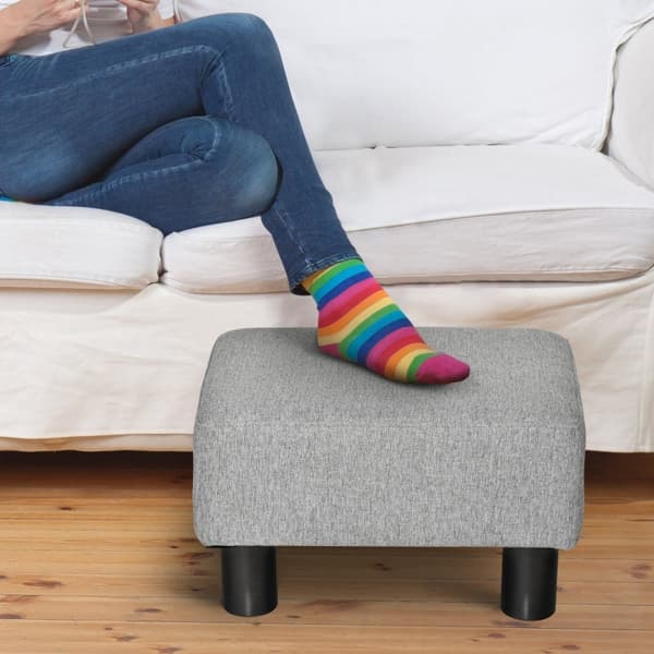 Rootz skammel med stofbetræk - Fodstøtte - Sofabord - Understøtter op til 100 kg - Komfortable siddepladser - Beskyttende fodpuder - 40 cm x 30 cm x 2