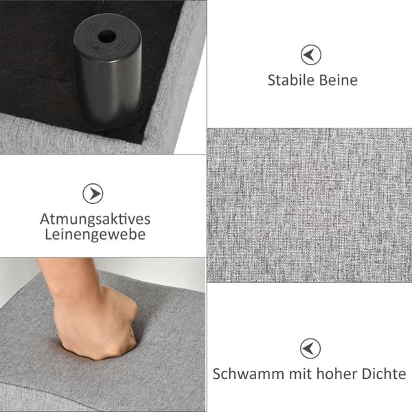 Rootz skammel med stofbetræk - Fodstøtte - Sofabord - Understøtter op til 100 kg - Komfortable siddepladser - Beskyttende fodpuder - 40 cm x 30 cm x 2