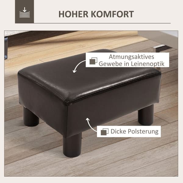 Rootz-jakkara kangaspäällyksellä - Keinonahkainen ottomaani - Jalkatuki - Kestävä ja vedenpitävä - Paksu pehmuste - Vakaat muovijalat - 40 x 30 x 24 c