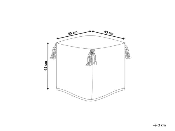 Flerfarvet bomuldspuf 45 x 45 cm håndlavet geometrisk mønster med kvaster ottoman fodskammel boho stue soveværelse