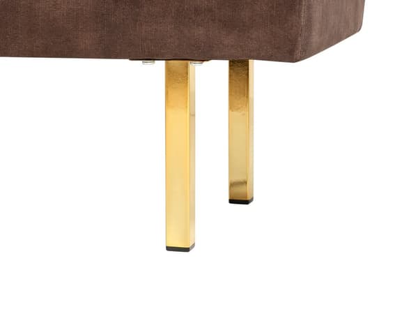 Bænk Brun Velour 117 x 44 cm Guldfarvede metalben Glamourøs stil Soveværelse Gang Stue