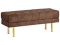 Miniatyrbillede 1 af 7: Bænk Brun Velour 117 x 44 cm Guldfarvede metalben Glamourøs stil Soveværelse Gang Stue