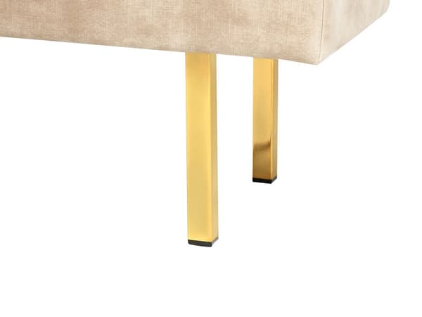 Bænk Beige Velour 117 x 44 cm Guldfarvede metalben Glamourøs stil Soveværelse Gang Stue
