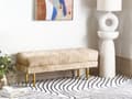 Miniatyrbillede 2 af 7: Bænk Beige Velour 117 x 44 cm Guldfarvede metalben Glamourøs stil Soveværelse Gang Stue