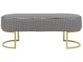 Miniatyrbillede 4 af 7: Sengebænk Sort Hvid Polyester Guld Metalben 104 cm Polstret Bænk til Soveværelse med Houndstooth Design til Fodenden af Sengen