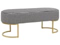Miniatyrbillede 1 af 7: Sengebænk Sort Hvid Polyester Guld Metalben 104 cm Polstret Bænk til Soveværelse med Houndstooth Design til Fodenden af Sengen