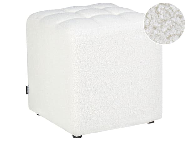 Puff Hvit Bouclé 38 x 38 cm Firkantet form Moderne design Tilbehør Fotskammel