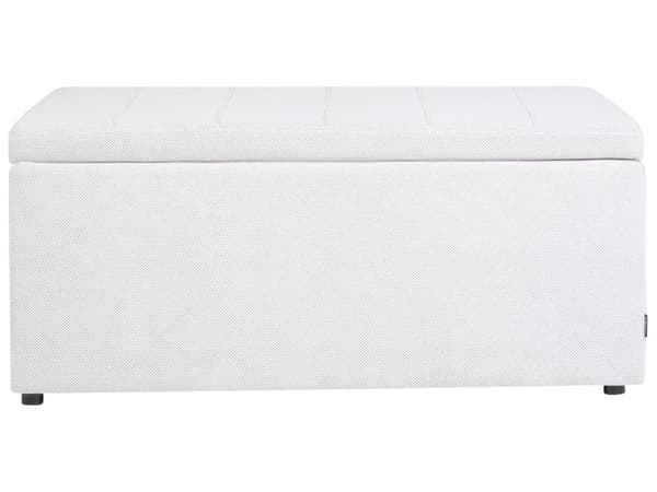 Ottoman Off-White 100 x 42 x 40 cm Polyester Stoff Polstret Fotskammel Stue Moderne stil