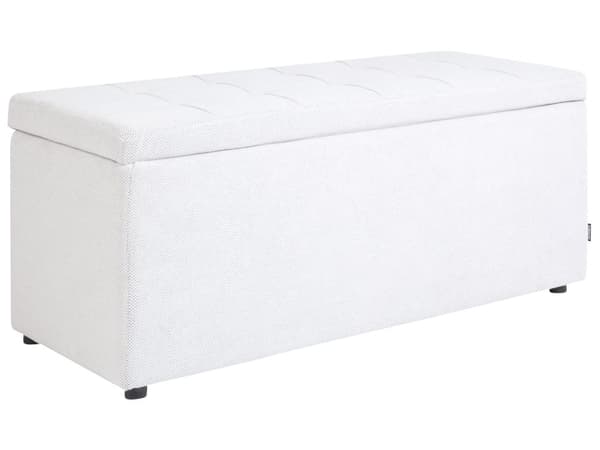 Ottoman Off-White 100 x 42 x 40 cm Polyester Stoff Polstret Fotskammel Stue Moderne stil