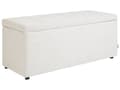 Miniatyrbilde 1 av 10: Ottoman Off-White 100 x 42 x 40 cm Polyester Stoff Polstret Fotskammel Stue Moderne stil
