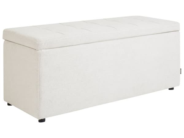 Ottoman Off-White 100 x 42 x 40 cm Polyester Stoff Polstret Fotskammel Stue Moderne stil