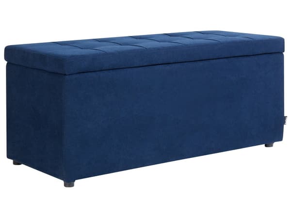 Ottoman Marineblå Polyesterstoff 100 x 42 x 40 cm Polstret Fotskammel Stue Moderne stil