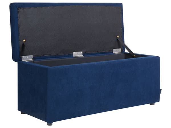 Sängbänk Blå 100 x 42 x 40 cm Polyestertyg Stoppad Fotpall Sittpuff Vardagsrum Sovrum Modern Stil
