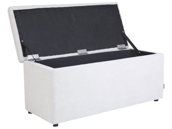 Puf hvid polyester 100 x 42 x 40 cm polstret fodskammel stue moderne stil stue opholdsrum