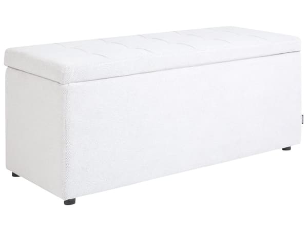 Puf hvid polyester 100 x 42 x 40 cm polstret fodskammel stue moderne stil stue opholdsrum