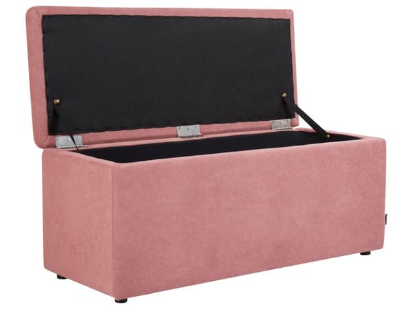 Puf lyserød polyester 100 x 42 x 40 cm polstret fodskammel stue moderne stil stue opholdsrum