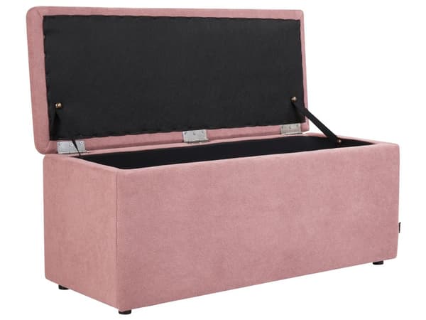 Puf lyserød polyester 100 x 42 x 40 cm polstret fodskammel stue moderne stil stue opholdsrum