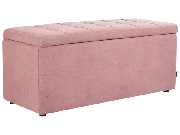 Puf lyserød polyester 100 x 42 x 40 cm polstret fodskammel stue moderne stil stue opholdsrum