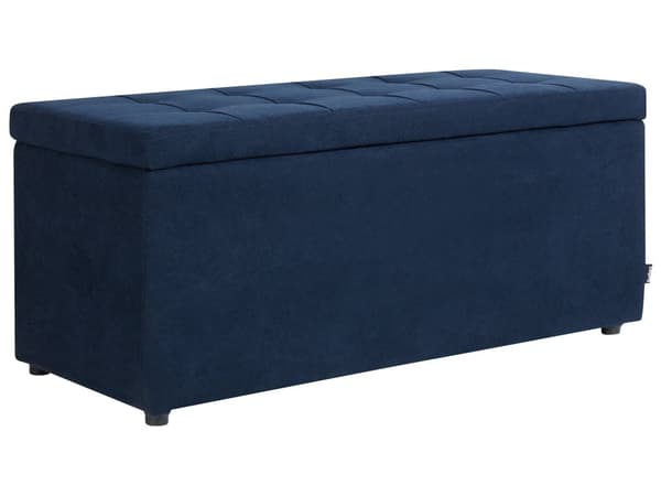 Puf mørkeblå polyester 100 x 42 x 40 cm polstret fodskammel stue moderne stil stue opholdsrum