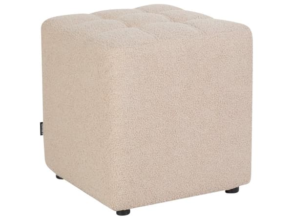 Fotpall Beige Boucléklädsel 38 x 38 cm Fyrkantig Chevronmönster