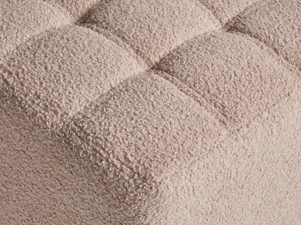 Fotpall Beige Boucléklädsel 38 x 38 cm Fyrkantig Chevronmönster