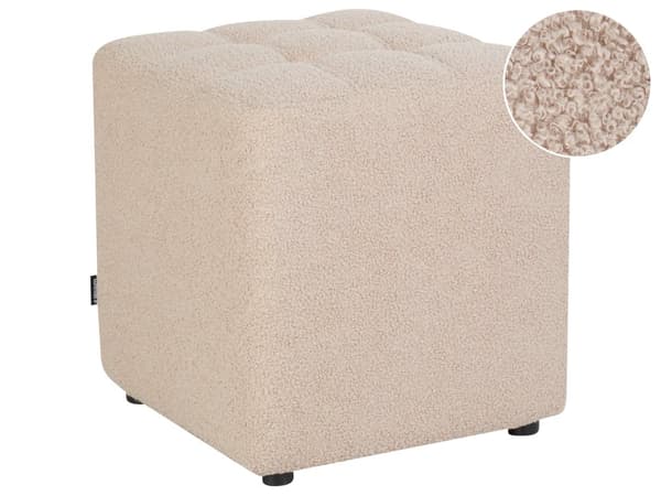 Fotpall Beige Boucléklädsel 38 x 38 cm Fyrkantig Chevronmönster