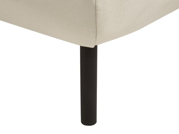 Fotpall Ljusbeige Tyg Ottoman Stoppad Metall Svarta Ben Fyrkantig Fotpall Vadderad Svart Dekorativ Kant Retro Glam