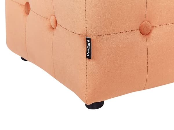 Fodskammel Orange Velour Kubisk Puf-knap Tuftet polstring