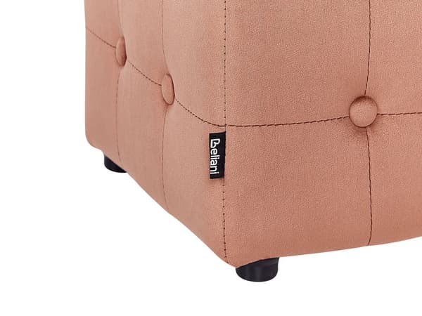 Fodskammel Fersken Pink Velour Kubisk Puf-knap Tuftet polstring