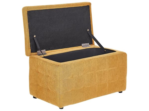 Rahi keltainen kangas verhoiltu 74 x 42 x 40 cm säilytystilalla tuftattu suorakulmio retro glamour tyyli