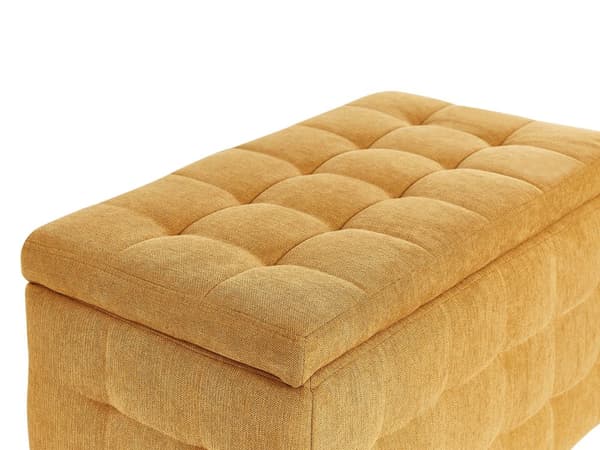 Rahi keltainen kangas verhoiltu 74 x 42 x 40 cm säilytystilalla tuftattu suorakulmio retro glamour tyyli