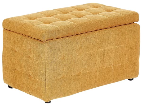 Rahi keltainen kangas verhoiltu 74 x 42 x 40 cm säilytystilalla tuftattu suorakulmio retro glamour tyyli