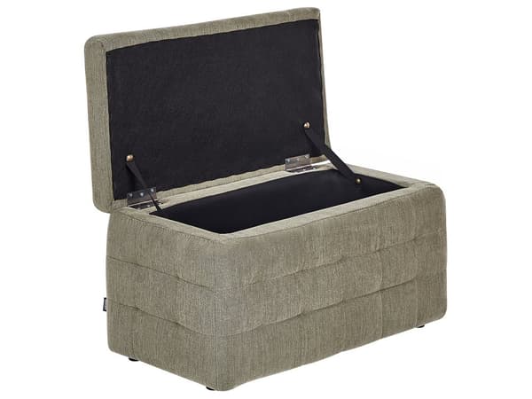 Rahi oliivinvihreä kangas verhoiltu 74 x 42 x 40 cm säilytystilalla tuftattu suorakulmio retro glamour tyyli