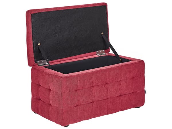 Rahi punainen kangas verhoiltu 74 x 42 x 40 cm säilytystilalla tuftattu suorakulmio retro glamour tyyli