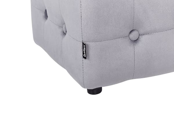 Puff Grå Fløyel 39 x 36 cm Dekorative knapper Klassisk design Fotskammel