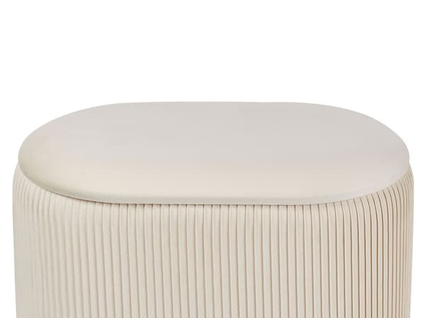 Rahi vaaleanbeige sametti verhoiltu puu 55 x 35 x 41 cm säilytystilalla ovaali tikattu moderni glamour tyyli