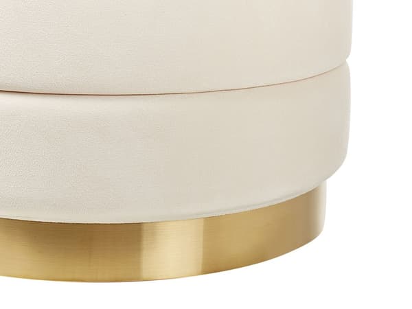 Set om 2 Puffar med Förvaring Ljusbeige Klädd Sammet Guldfärgad Rostfri Stålbas Glamourös Stil Modern Design Vardagsrum Sovrum