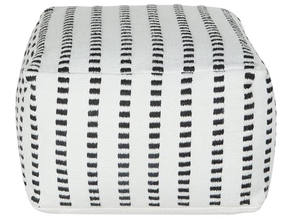 Sittpuff för Utomhusbruk i Vitt och Svart Syntetmaterial Kvadratisk 50 x 50 x 30 cm Uteplats Fotpall Handvävd Boho-stil