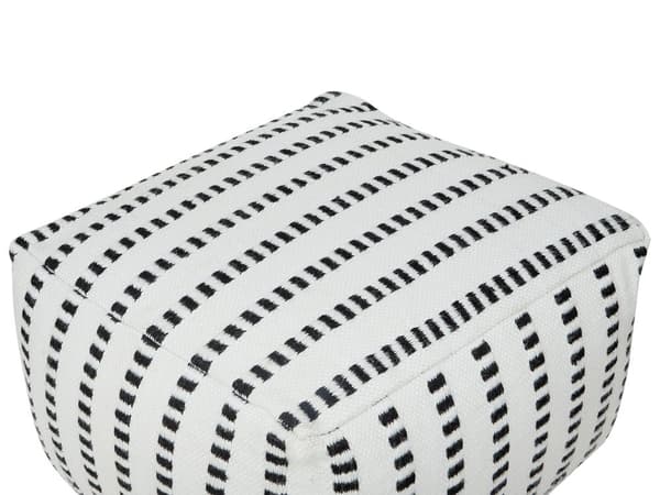 Sittpuff för Utomhusbruk i Vitt och Svart Syntetmaterial Kvadratisk 50 x 50 x 30 cm Uteplats Fotpall Handvävd Boho-stil