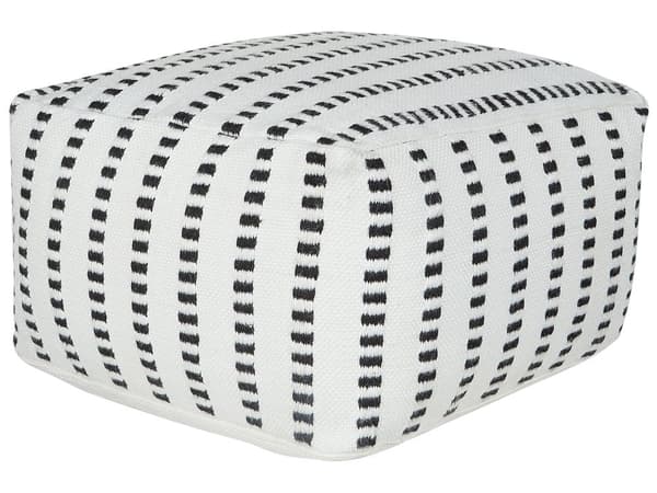 Sittpuff för Utomhusbruk i Vitt och Svart Syntetmaterial Kvadratisk 50 x 50 x 30 cm Uteplats Fotpall Handvävd Boho-stil