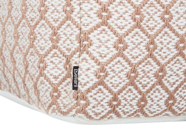 Trädgårdspuff Beige och Vit Syntetmaterial Fyrkant 50 x 50 x 30 cm Utomhus Fotpall Handvävd Boho-stil